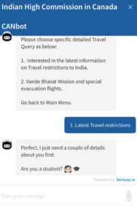 verloop canbot (medical chatbot) in action