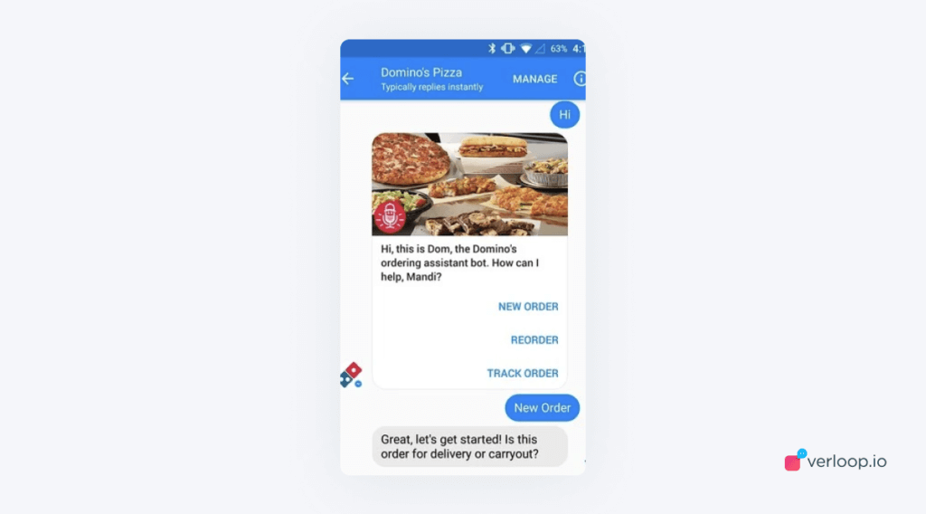 dominos facebook chatbot