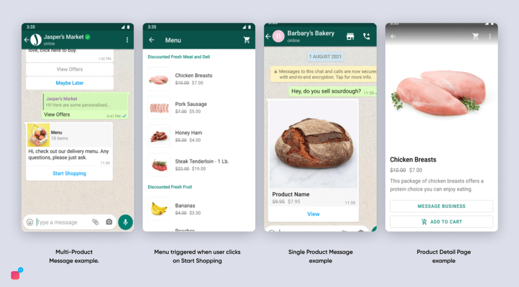 Different ways to show whatsapp catalog