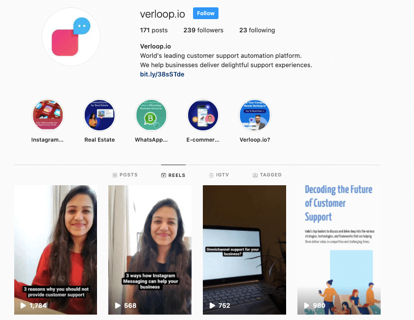 verloop.io's instagram page 